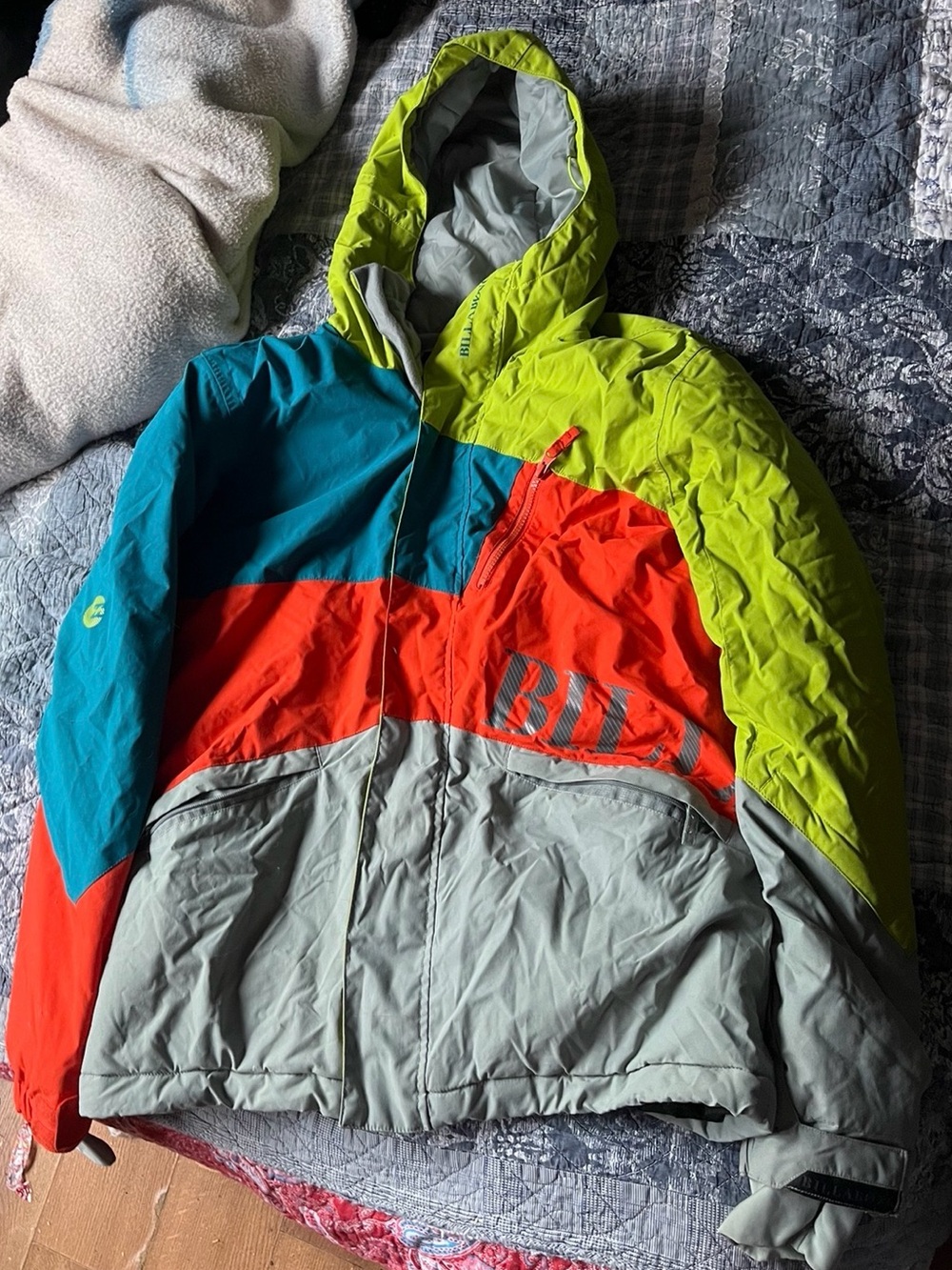 Vintage billabong snowboard ski coat men’s bright Colorblock Waterproof hooded